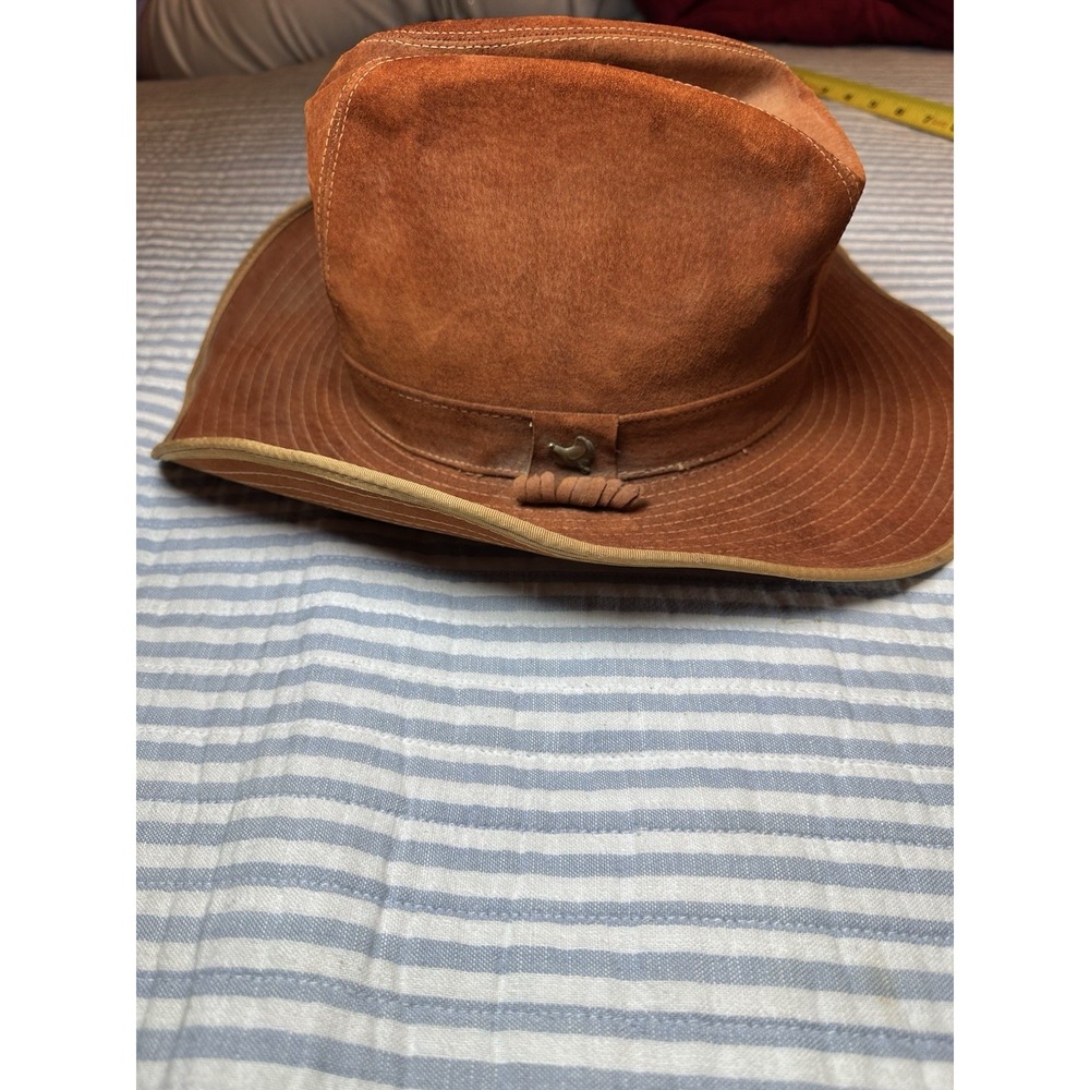 Vintage Artel Brown Suede Leather Outback Hat Mens 7 1/4‎ Safari Western